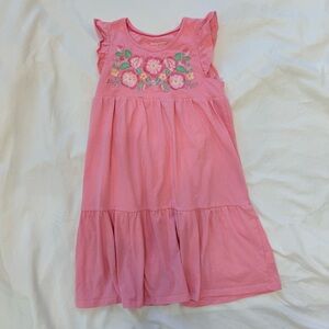 Never used.Girls Summer coral floral embroidered dress w/ flutter short sleeves.